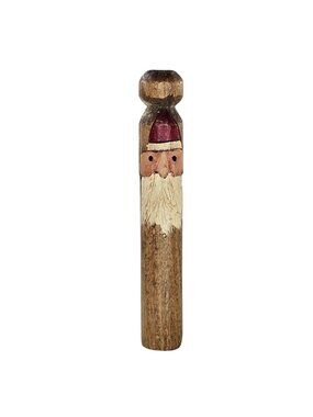 Hand Painted Carved Wooden Santa Peg Clothespin Vintage Holiday Decor Folk Art